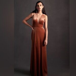 JENNY YOO Collection Logan Velvet Maxi Dress Dusty Rose Size 4